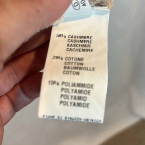 Fabiana Filippi cashmere cotton blend pink ostrich feather hem sweater sz Large - Picture 8 of 13